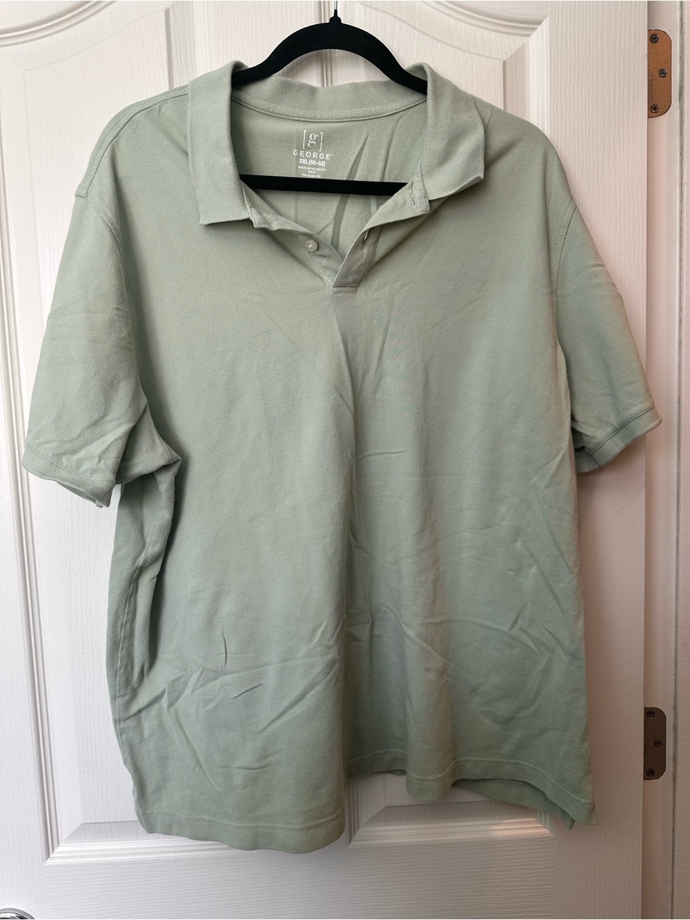 George Sage Green Short Sleeve Polo Shirt Men’s 2X Big Casual Collared Tee